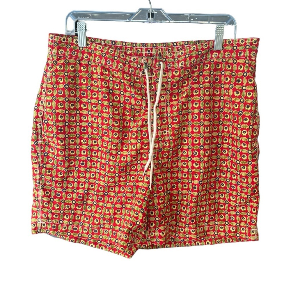 Polo by Ralph Lauren Vintage Board Shorts Blue Tab Silver Geometric Size L - Picture 10 of 12